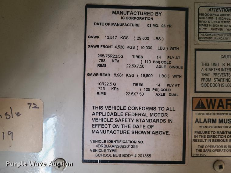 image for item IC9814 2006 International 3000CE  school bus