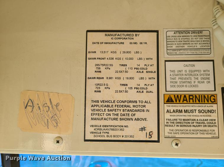 image for item IC9816 2006 International 3000CE  school bus