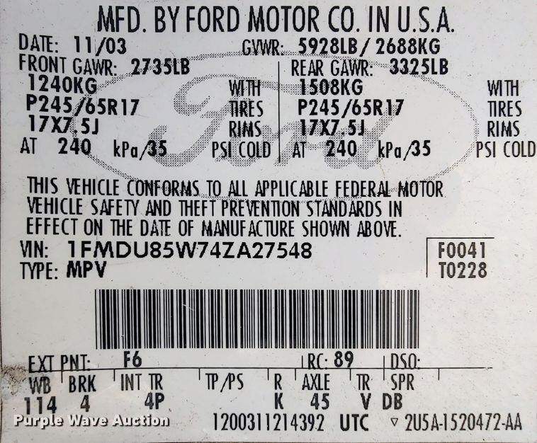 image for item IF9930 2004 Ford Explorer Limited  SUV