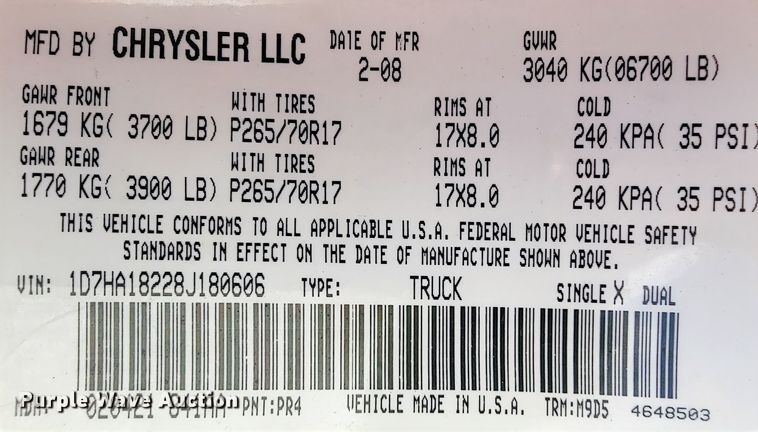 image for item IF9971 2008 Dodge Ram 1500  Quad Cab utility bed pickup truck