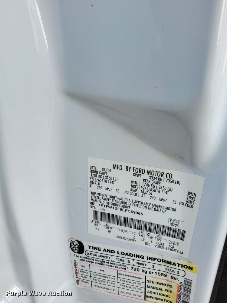 image for item IO9224 2014 Ford F150 XLT  SuperCrew pickup truck