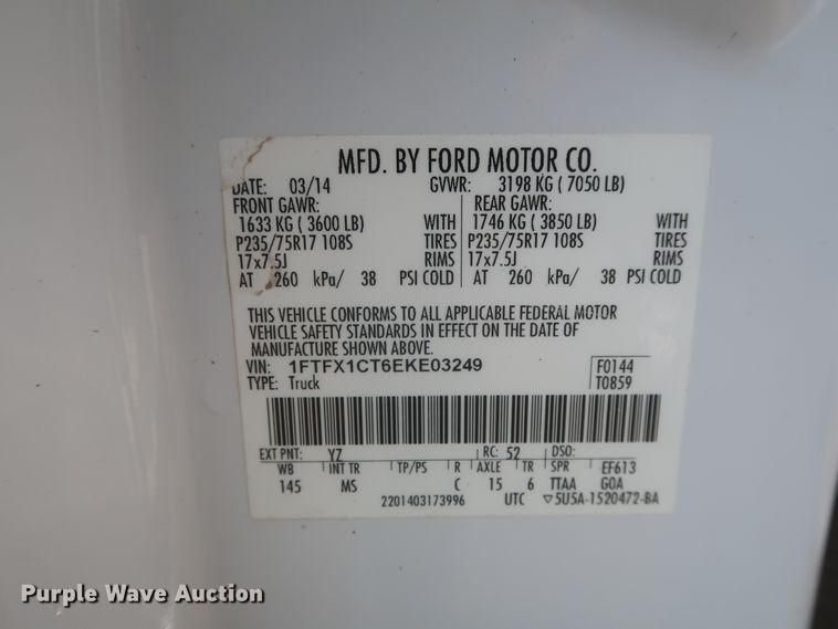 image for item IO9225 2014 Ford F150 XLT  SuperCab pickup truck