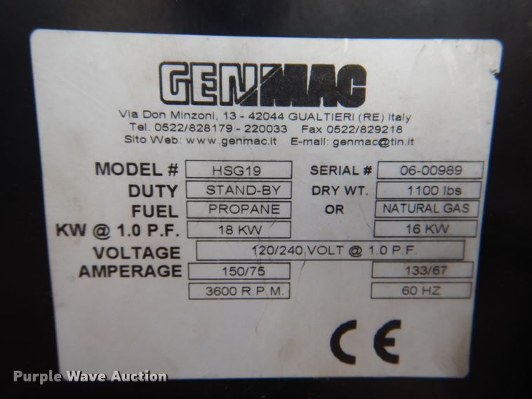 image for item JY9795 Genmac HSG19  generator