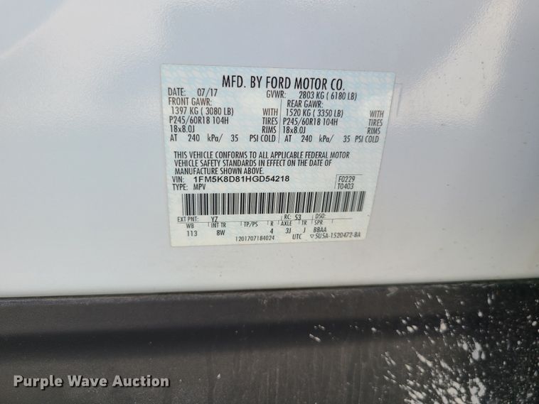 image for item L1314 2017 Ford Explorer  SUV