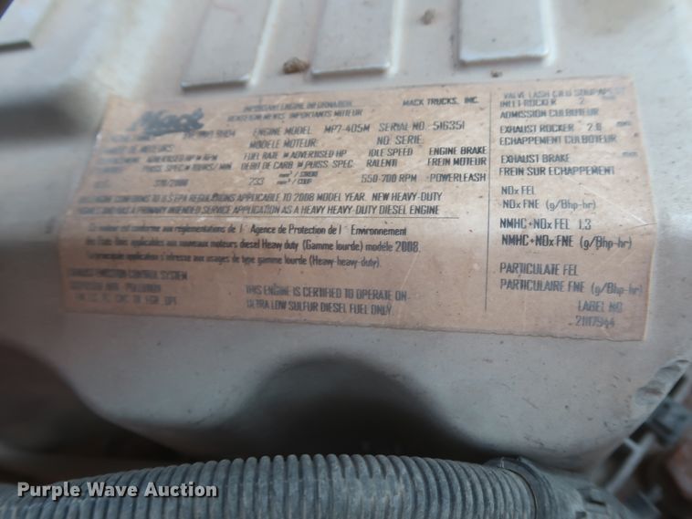 image for item DJ1940 2009 Mack GU713  dump truck