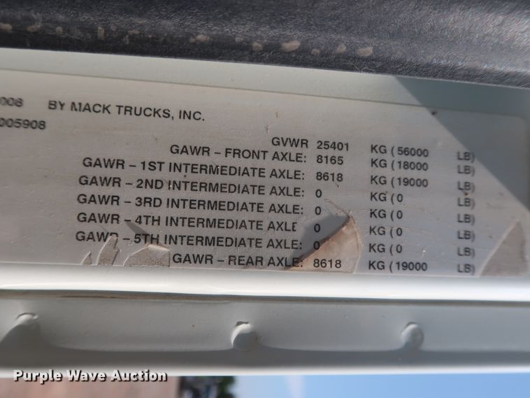 image for item DJ1940 2009 Mack GU713  dump truck