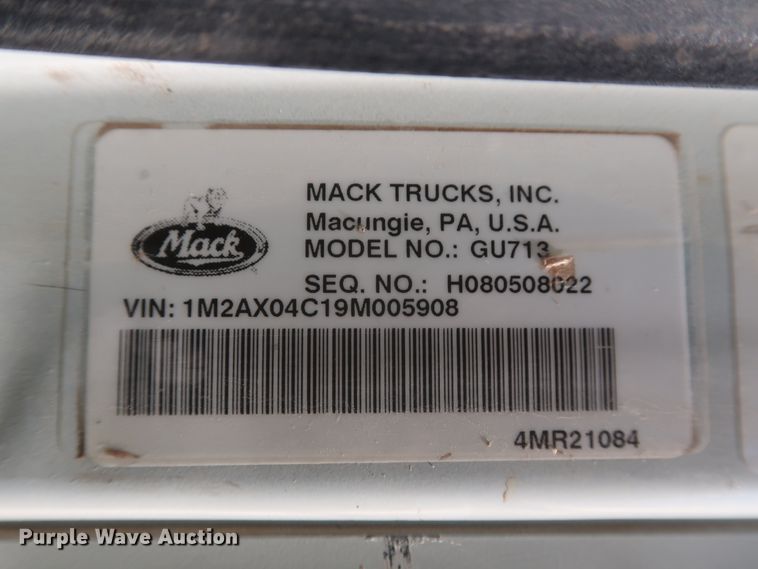 image for item DJ1940 2009 Mack GU713  dump truck