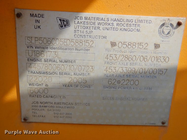 image for item DL3360 2005 JCB 506C  telehandler