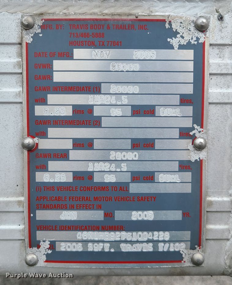 image for item DM8738 2006 Travis  end dump trailer