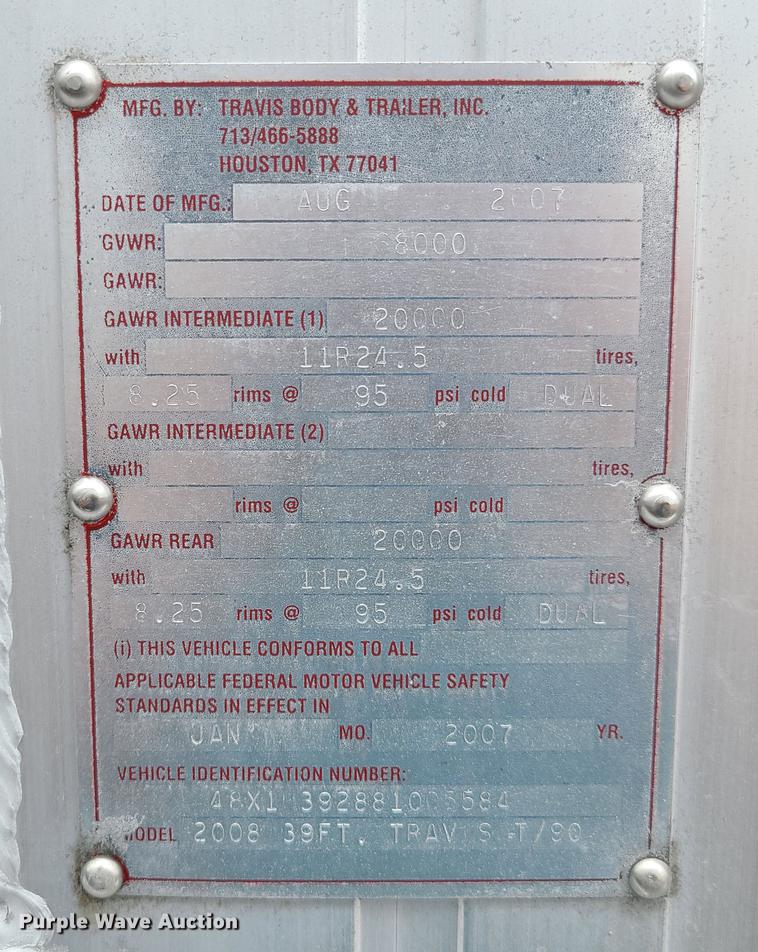 image for item DM8739 2008 Travis  end dump trailer