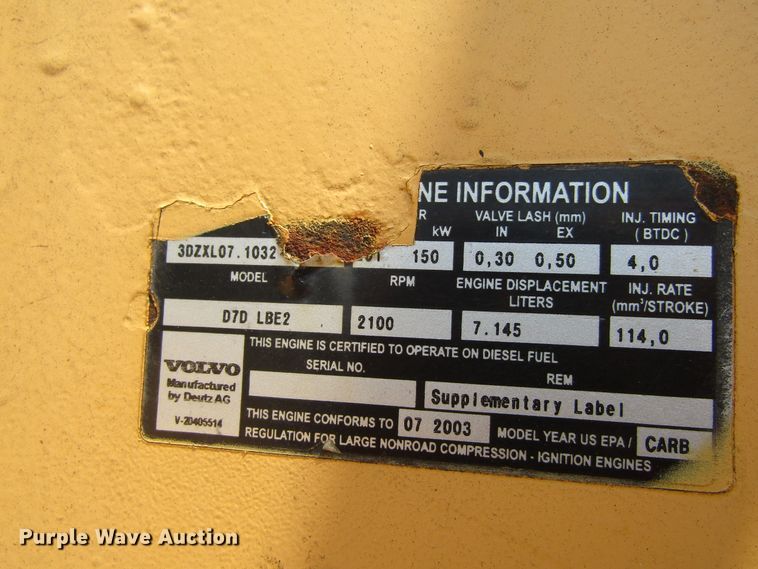 image for item EV9252 2003 Volvo L110E  wheel loader