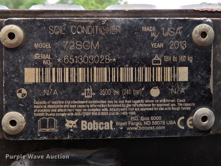 image for item FP9317 2013 Bobcat 72SCM  skid steer soil conditioner