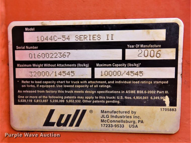 image for item FP9334 2006 Lull 1044C-54 Series II  telehandler