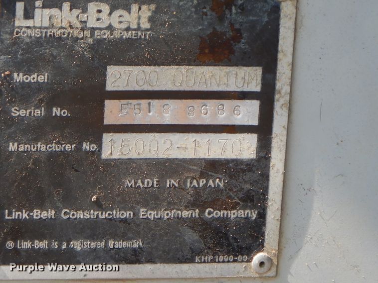 image for item HP9533 Link-Belt 2700 Quantum  excavator