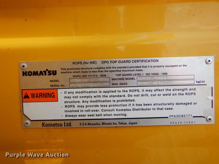 image for item HT9340 2018 Komatsu PC210LC-11  excavator