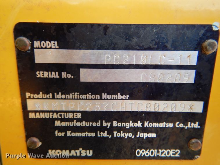 image for item HT9340 2018 Komatsu PC210LC-11  excavator