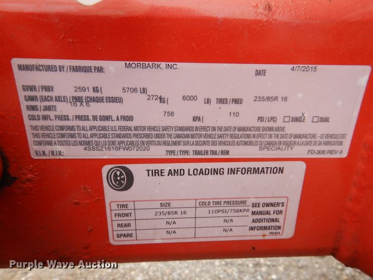 image for item IQ9715 2015 Morbark Beever M12R  wood chipper