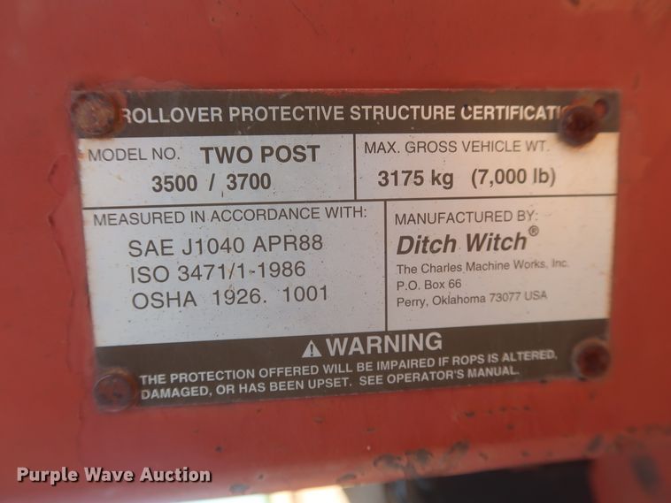 image for item IT9610 1997 Ditch Witch 3700  trencher