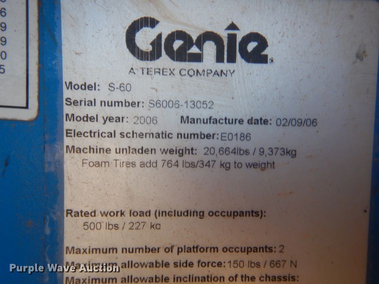image for item IT9626 2006 Genie S60  boom lift