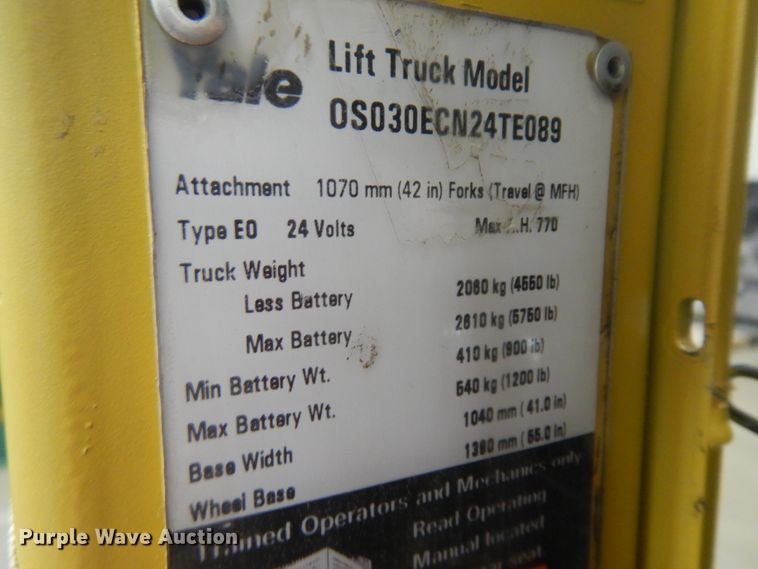 image for item KU9450 Yale 0S030ECN24TE089  order picker