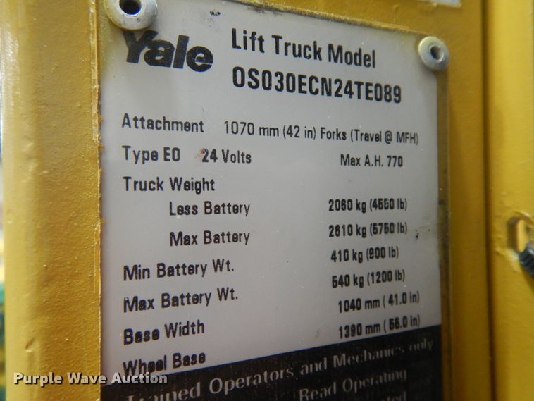 image for item KU9451 Yale 0S030ECN24TE089  order picker