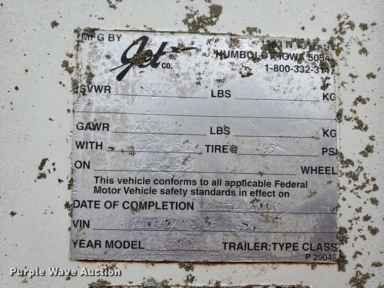 image for item DI5146 2001 Jet  grain trailer
