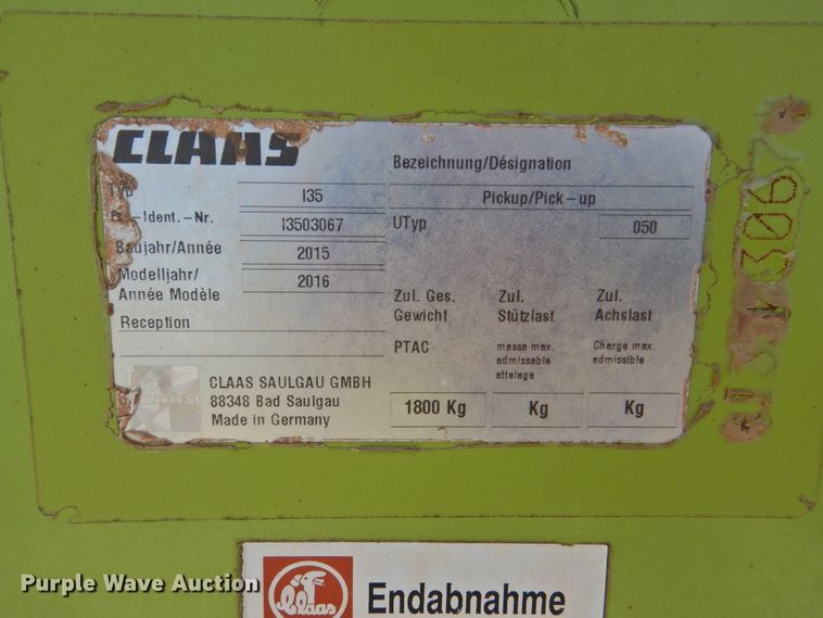 image for item DK2381 2016 Claas 380  pickup head