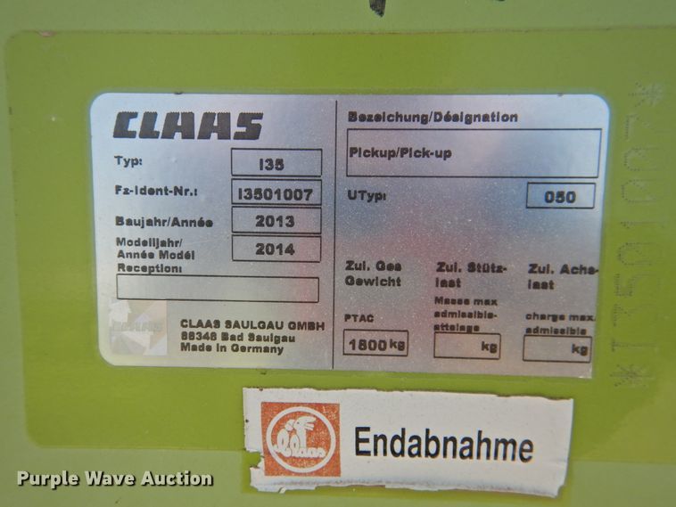 image for item DK2384 2014 Claas 380  pickup head