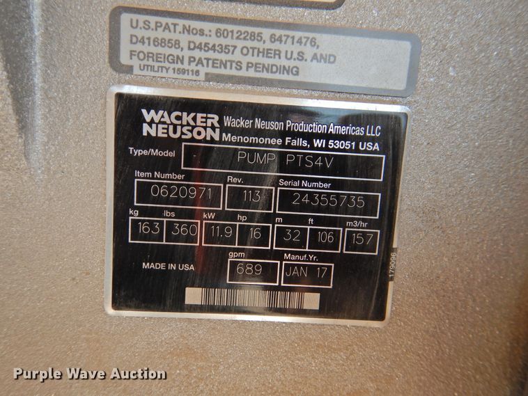 image for item DK2394 2017 Wacker Neuson PTS4V  water pump