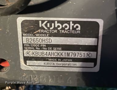 image for item DL3417 2019 Kubota B2650  MFWD tractor
