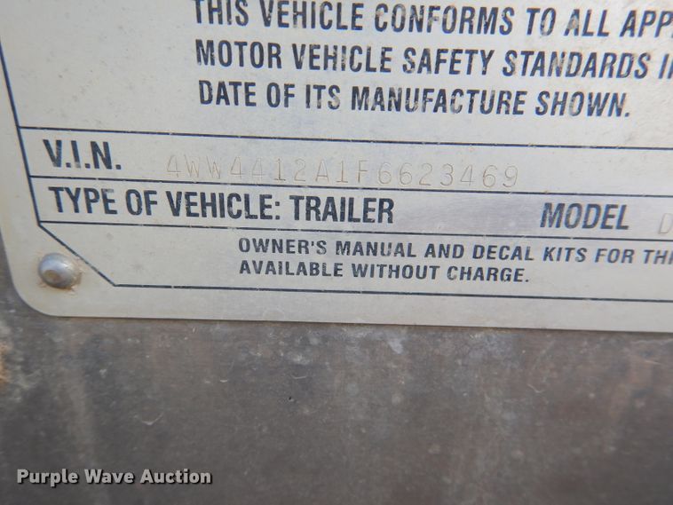 image for item DL3431 2015 Wilson DWH-5000  grain trailer