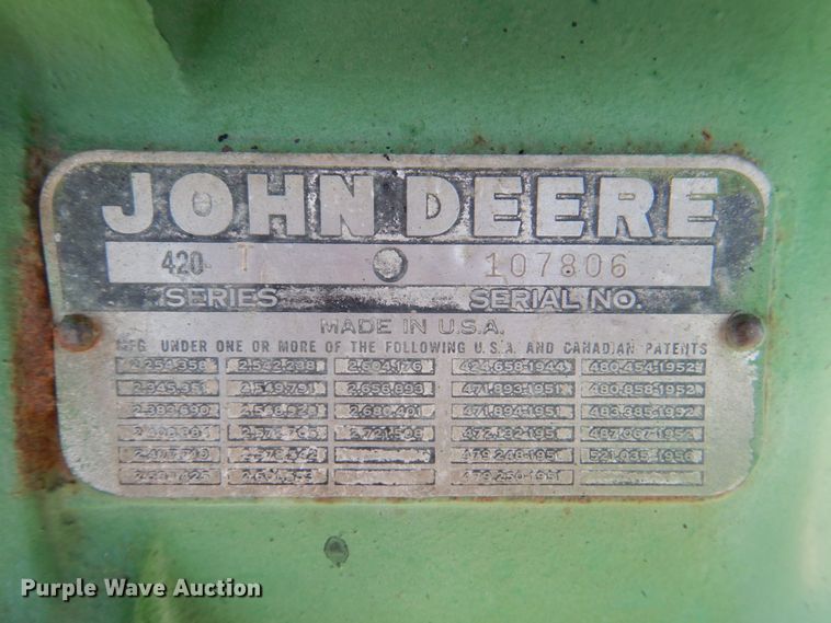 image for item DM3877 1956 John Deere 420  tractor