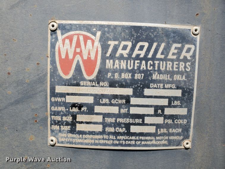 image for item JM9632 2002 WW  livestock trailer