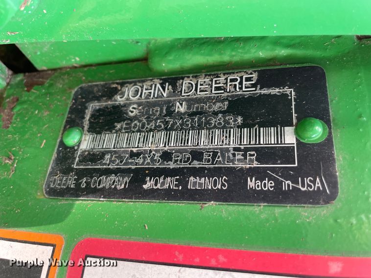 image for item KK9596 2005 John Deere 457  round baler