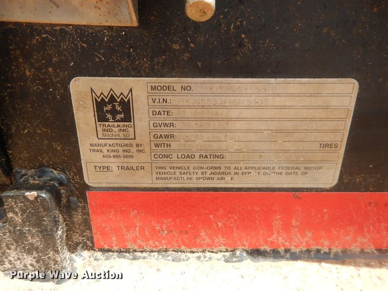 image for item DM6251 2015 Trail King TK110HDG  lowboy equipment trailer