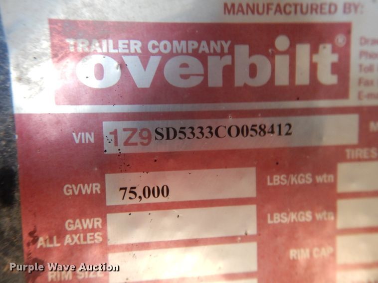 image for item DM6254 2012 Overbilt  drop deck equipment trailer