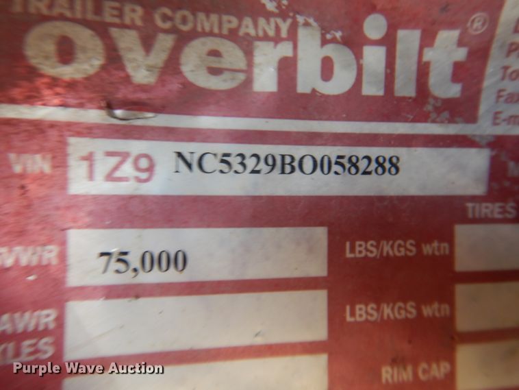 image for item DM6255 2011 Overbilt  drop deck equipment trailer