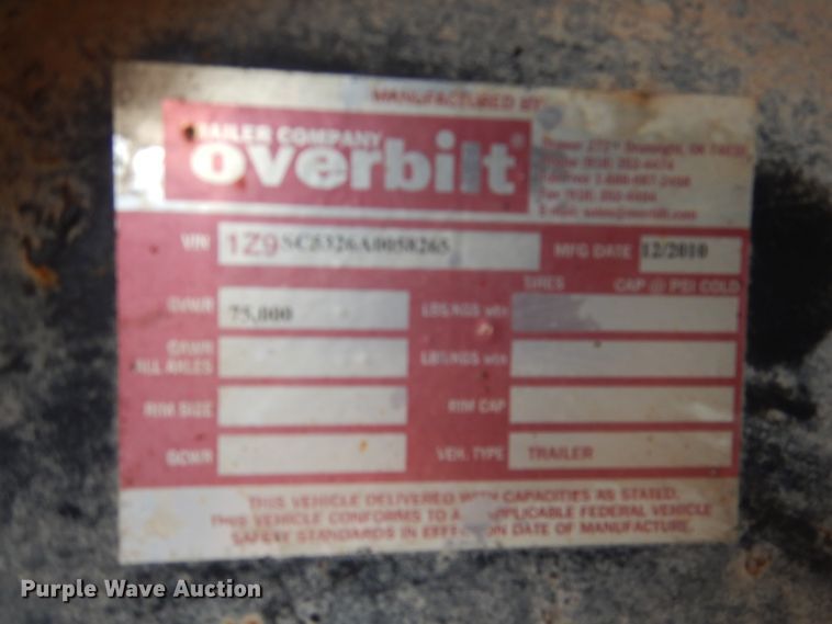 image for item DM6256 2010 Overbilt  drop deck equipment trailer