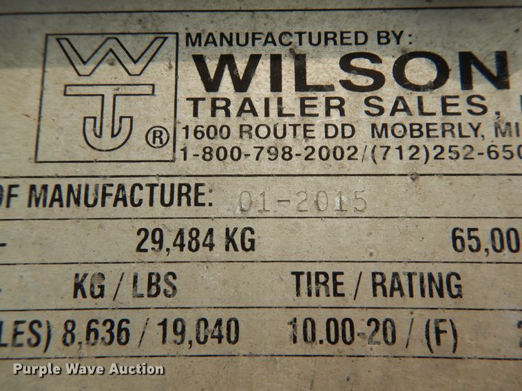 image for item II9612 2015 Wilson DWH-551CB  grain trailer
