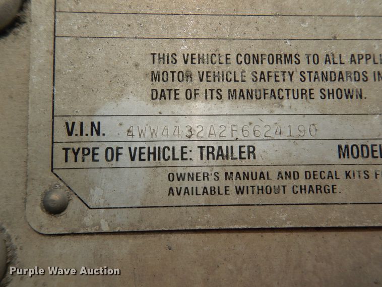 image for item II9612 2015 Wilson DWH-551CB  grain trailer