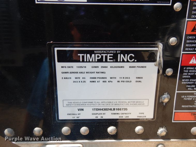 image for item IL9863 2020 Timpte  grain trailer