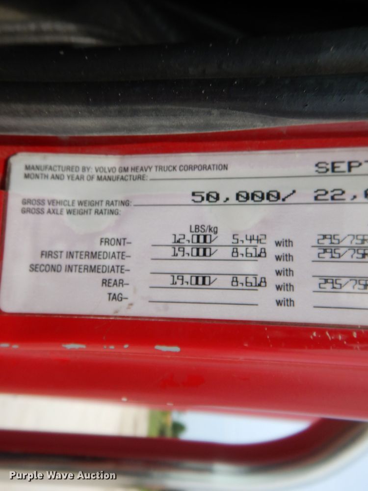 image for item IN9771 1994 WhiteGMC Aero WIA  semi truck