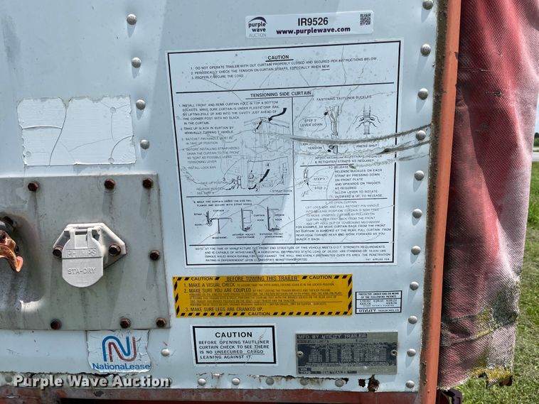 image for item IR9526 1996 Utility Trailer TS2CHE  side curtain trailer