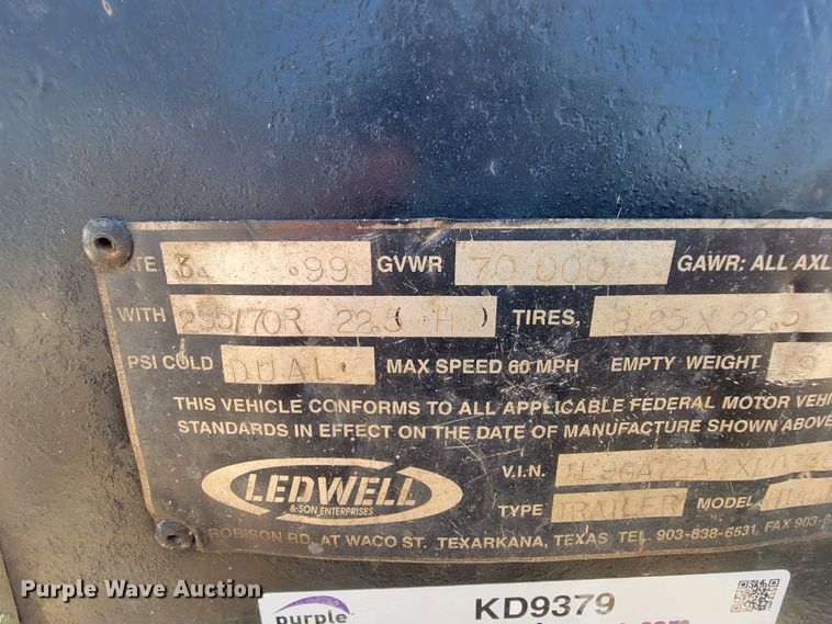 image for item KD9379 1999 Ledwell  drop deck trailer