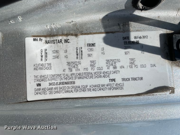 image for item KK9658 2013 International ProStar  semi truck