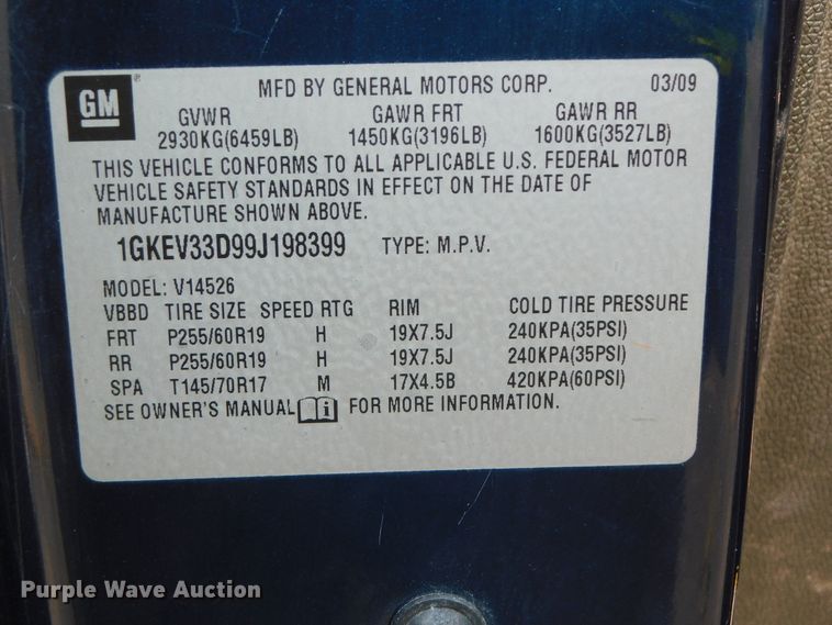 image for item DK8647 2009 GMC Acadia SLT  SUV