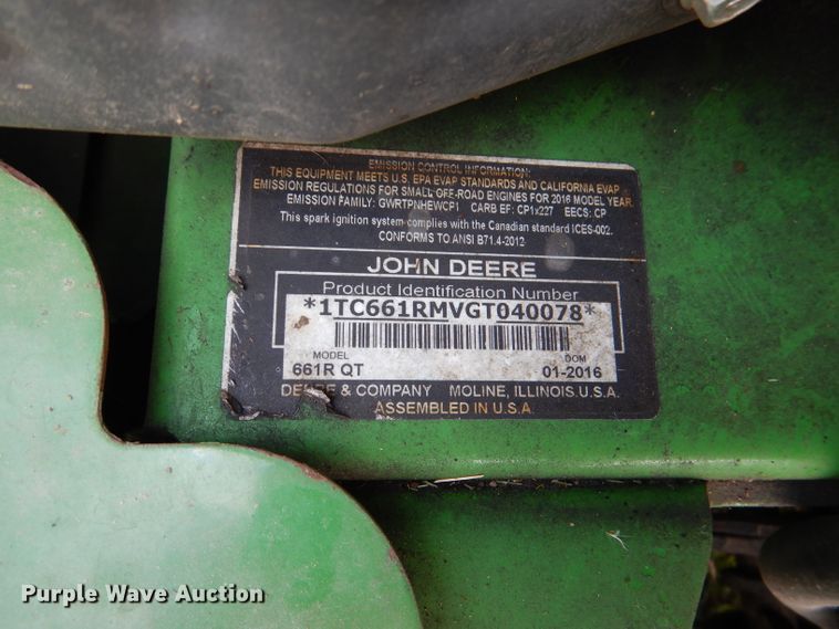 image for item DL3453 John Deere 661R  ZTR lawn mower