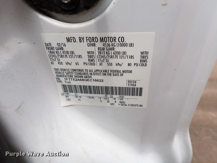 image for item DN1780 2016 Ford F250 Super Duty XL  SuperCab pickup truck