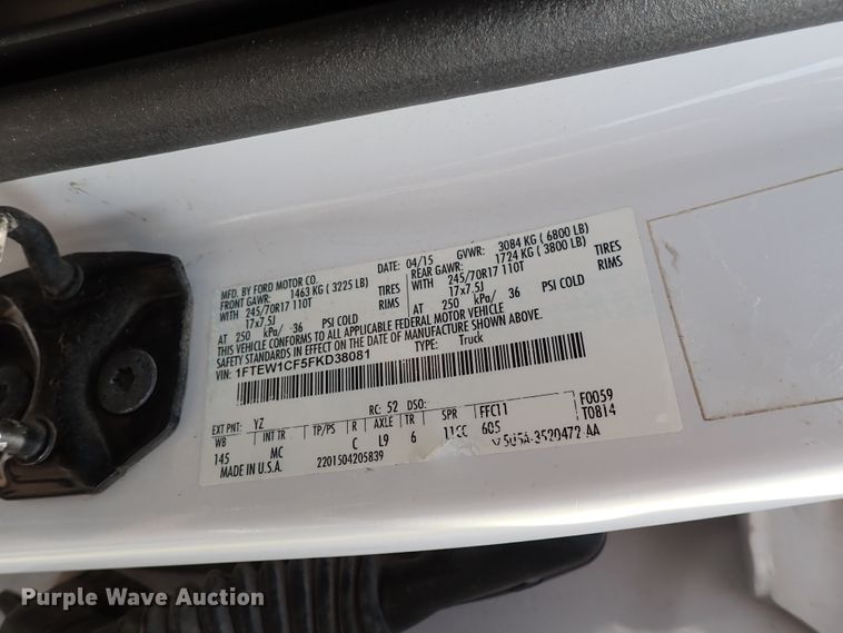 image for item DN1804 2015 Ford F150 XLT  SuperCrew pickup truck