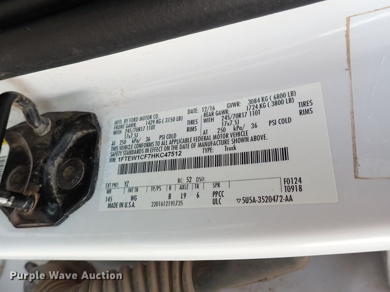 image for item DN1805 2017 Ford F150 XL  SuperCrew pickup truck